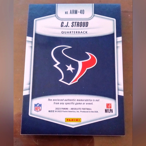 CJ Stroud Rookie Card Patch #ARM-40 - 2023 Panini Absolute Football - Picture 2 of 2
